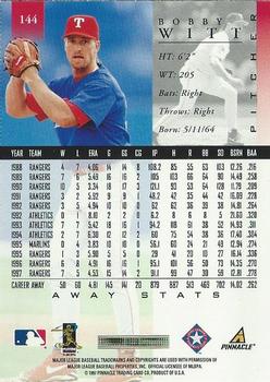 1998 Pinnacle - Away Stats #144 Bobby Witt Back