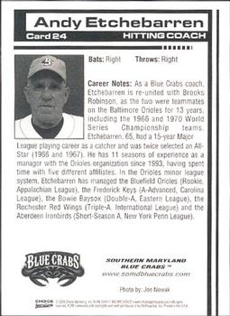 2009 Choice Southern Maryland Blue Crabs #24 Andy Etchebarren Back