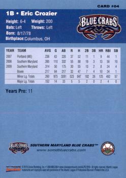 2010 Choice Southern Maryland Blue Crabs #4 Eric Crozier Back