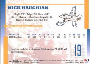 2009 Grandstand Aberdeen IronBirds #NNO Nick Haughian Back