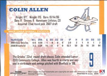 2009 Grandstand Aberdeen IronBirds #NNO Colin Allen Back