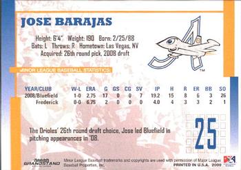 2009 Grandstand Aberdeen IronBirds #NNO Jose Barajas Back