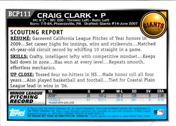2010 Bowman Chrome - Prospects #BCP111 Craig Clark Back
