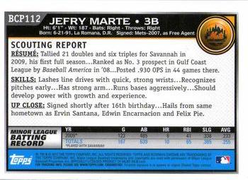 2010 Bowman Chrome - Prospects #BCP112 Jefry Marte Back