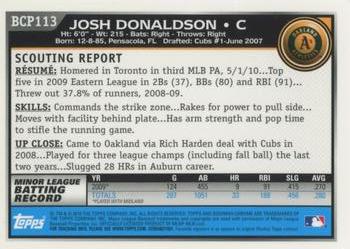 2010 Bowman Chrome - Prospects #BCP113 Josh Donaldson Back