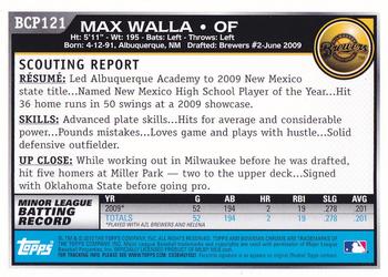 2010 Bowman Chrome - Prospects #BCP121 Max Walla Back