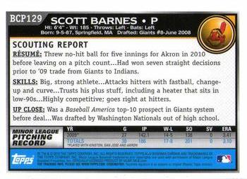 2010 Bowman Chrome - Prospects #BCP129 Scott Barnes Back