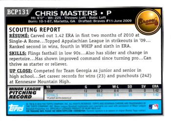 2010 Bowman Chrome - Prospects #BCP131 Chris Masters Back
