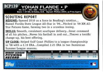 2010 Bowman Chrome - Prospects #BCP139 Yohan Flande Back