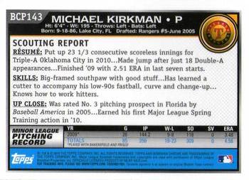 2010 Bowman Chrome - Prospects #BCP143 Michael Kirkman Back