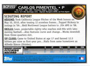 2010 Bowman Chrome - Prospects #BCP151 Carlos Pimentel Back