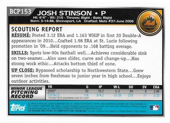 2010 Bowman Chrome - Prospects #BCP153 Josh Stinson Back