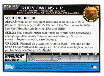 2010 Bowman Chrome - Prospects #BCP155 Rudy Owens Back