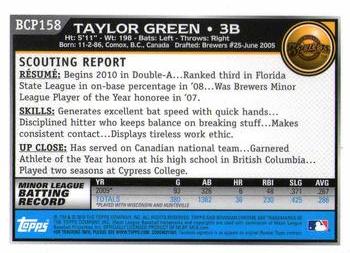 2010 Bowman Chrome - Prospects #BCP158 Taylor Green Back