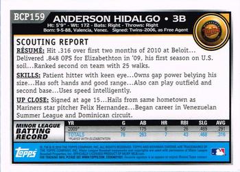 2010 Bowman Chrome - Prospects #BCP159 Anderson Hidalgo Back