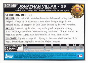 2010 Bowman Chrome - Prospects #BCP160 Jonathan Villar Back