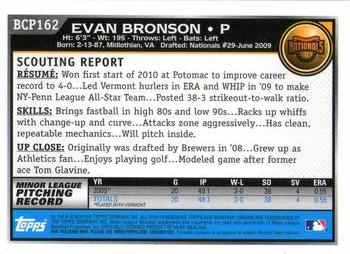 2010 Bowman Chrome - Prospects #BCP162 Evan Bronson Back