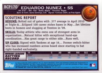 2010 Bowman Chrome - Prospects #BCP170 Eduardo Nunez Back