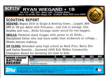 2010 Bowman Chrome - Prospects #BCP174 Ryan Wiegand Back