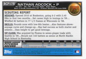 2010 Bowman Chrome - Prospects #BCP178 Nathan Adcock Back