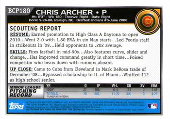 2010 Bowman Chrome - Prospects #BCP180 Chris Archer Back