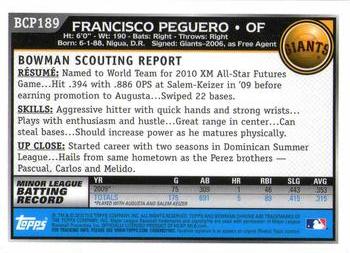 2010 Bowman Chrome - Prospects #BCP189 Francisco Peguero Back