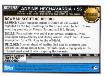 2010 Bowman Chrome - Prospects #BCP198 Adeinis Hechavarria Back
