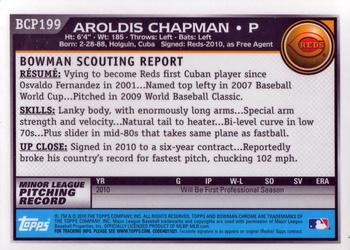 2010 Bowman Chrome - Prospects #BCP199 Aroldis Chapman Back