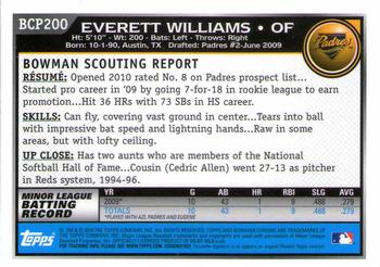 2010 Bowman Chrome - Prospects #BCP200 Everett Williams Back