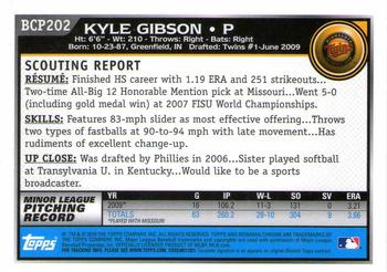2010 Bowman Chrome - Prospects #BCP202 Kyle Gibson Back