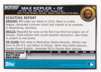 2010 Bowman Chrome - Prospects #BCP203 Max Kepler Back