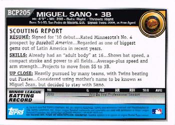 2010 Bowman Chrome - Prospects #BCP205 Miguel Sano Back
