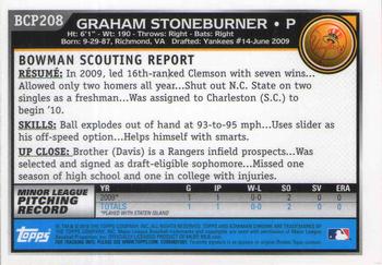 2010 Bowman Chrome - Prospects #BCP208 Graham Stoneburner Back
