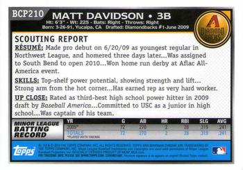 2010 Bowman Chrome - Prospects #BCP210 Matt Davidson Back