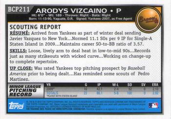 2010 Bowman Chrome - Prospects #BCP211 Arodys Vizcaino Back