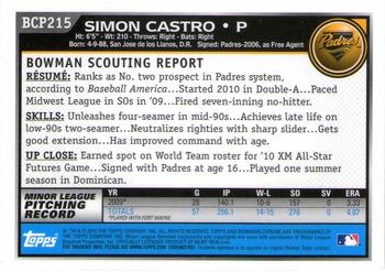 2010 Bowman Chrome - Prospects #BCP215 Simon Castro Back