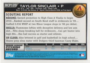 2010 Bowman Chrome - Prospects #BCP120 Taylor Sinclair Back