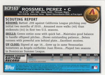 2010 Bowman Chrome - Prospects #BCP163 Rossmel Perez Back