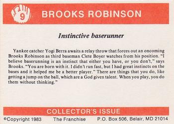 1983 Franchise Brooks Robinson #9 Instinctive baserunner (Brooks Robinson / Yogi Berra) Back