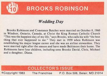 1983 Franchise Brooks Robinson #10 Wedding Day (Brooks Robinson / Connie Robinson) Back