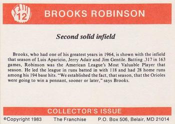 1983 Franchise Brooks Robinson #12 Second solid infield (Brooks Robinson / Luis Aparicio / Jerry Adair / Jim Gentile) Back