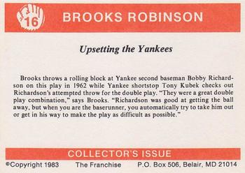 1983 Franchise Brooks Robinson #16 Upsetting the Yankees (Brooks Robinson / Bobby Richardson / Tony Kubek) Back