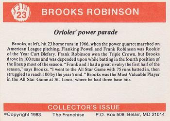 1983 Franchise Brooks Robinson #23 Orioles' power parade (Brooks Robinson / Boog Powell / Frank Robinson / Curt Blefary) Back