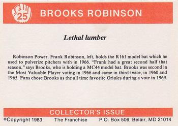 1983 Franchise Brooks Robinson #25 Lethal lumber (Frank Robinson / Brooks Robinson) Back