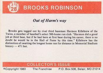 1983 Franchise Brooks Robinson #28 Out of Harm's way (Brooks Robinson / Harmon Killebrew) Back