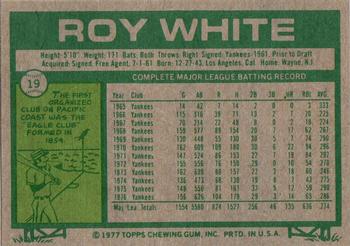 1977 Topps Burger King New York Yankees #19 Roy White Back