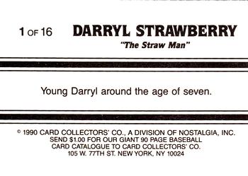 1990 Card Collectors Darryl Strawberry #1 Darryl Strawberry Back