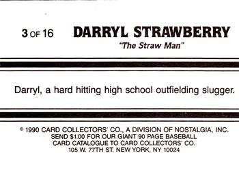1990 Card Collectors Darryl Strawberry #3 Darryl Strawberry Back
