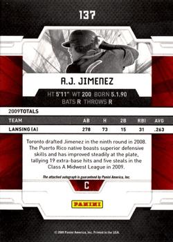 2009 Donruss Elite Extra Edition #137 A.J. Jimenez Back