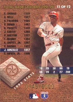 1996 Leaf - Total Bases #11 Juan Gonzalez Back